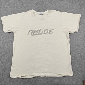 Rhude Shirt Mens XL White Rhinestone Graphic Tee Streetwear Cotton Made USA